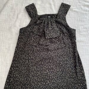 Mossimo Black & Tan Speckled Pattern Blouse With Blow Detail In Front -Small
